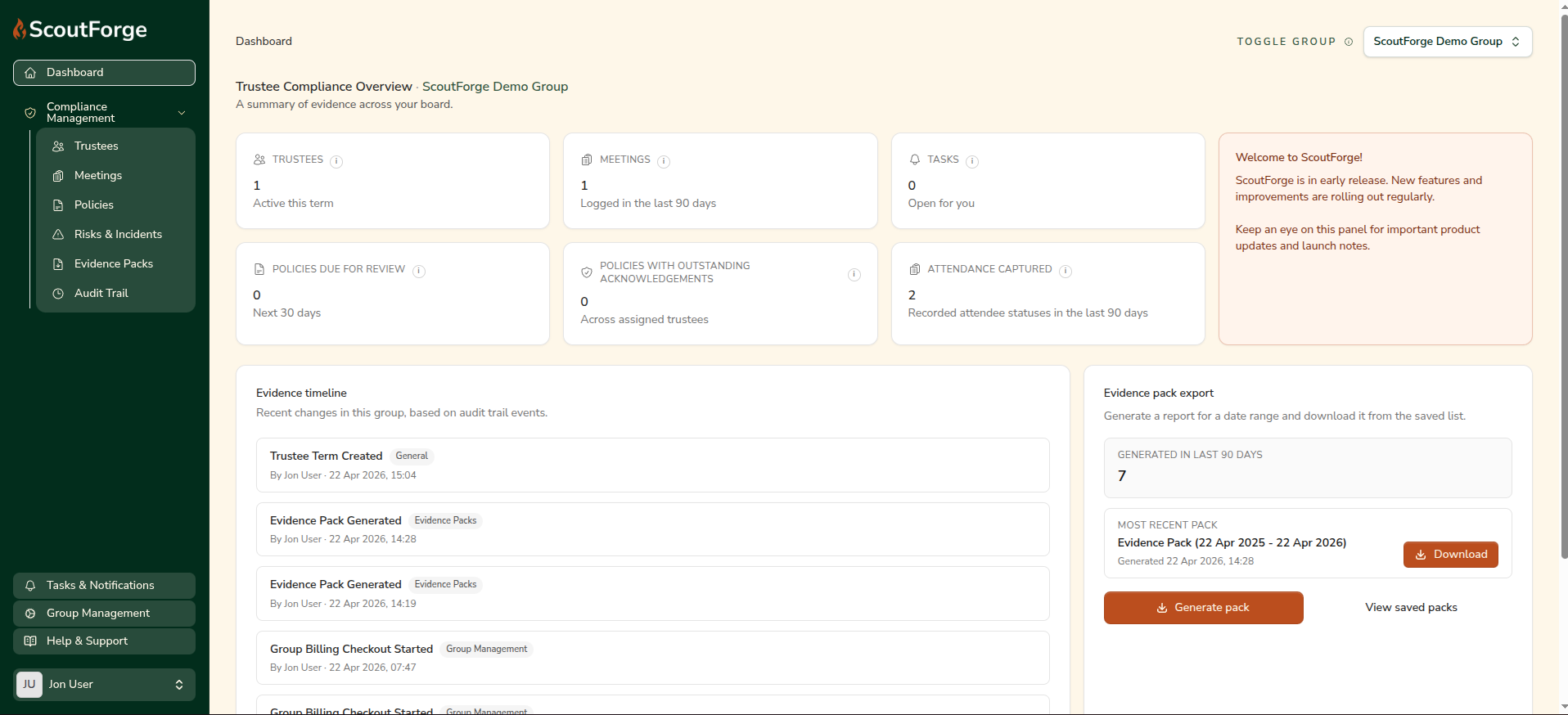 ScoutForge dashboard preview